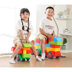 Ruixinqi 47 Pezzi Blocchi di Costruzione Colorati in Plastica con Ruote per Auto, Grande Puzzle Assemblabile - Product Image 3