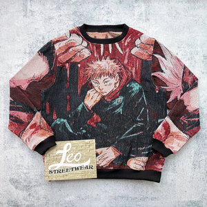 Felpa con Cappuccio Anime in Tessuto Jacquard, Coperta Unica, Abbigliamento Anime, <span class=keywords><strong>Felpe</strong></span> Girocollo Personalizzabili con Logo per Uomo - Product Image 1