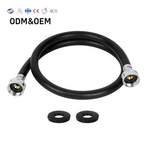 Manguera de entrada flexible de goma negra para lavadora con doble conexión hembra de latón - Product Image 1