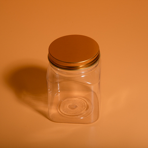 批发新设计方形食品容器蜂蜜塑料罐透明储物瓶定制带盖标签 - Product Image 2