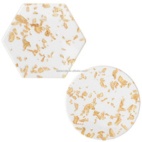 Sous-verres en acrylique doré, hexagonaux et ronds, sous-verres transparents en lucite, sous-verres isolants pour boissons