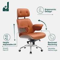 Chaise de bureau moderne en cuir confortable avec dossier en bois et rembourrage pour réception, conférence et espace de travail