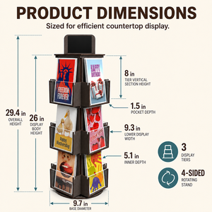 Support de présentation rotatif à 3 niveaux personnalisé en bois pour autocollants, cartes cadeaux et cartes de vœux - Product Image 2