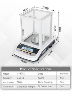 Balanza Analítica de Laboratorio GOYOJO GY5003 Original de Fábrica, 100g, 0.001g, Ultra Precisión, Digital, Calibración Interna, 1 Año de Garantía - Product Image 2