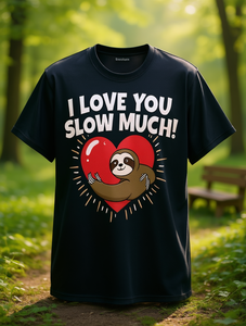 T-shirt Sloth Hugging Heart, girocollo, manica corta, casual, unisex, in jersey, con stampa cartoon, regalo di San Valentino, tessuto elasticizzato medio - Product Image 2