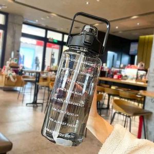 Large Capacity Reusable Water Bottle Summer Use Sports Bottle Men And Women Handheld Food Safe <b>Plastic</b> <b>Drinkware</b> Straw With Cap - Product Image 5
