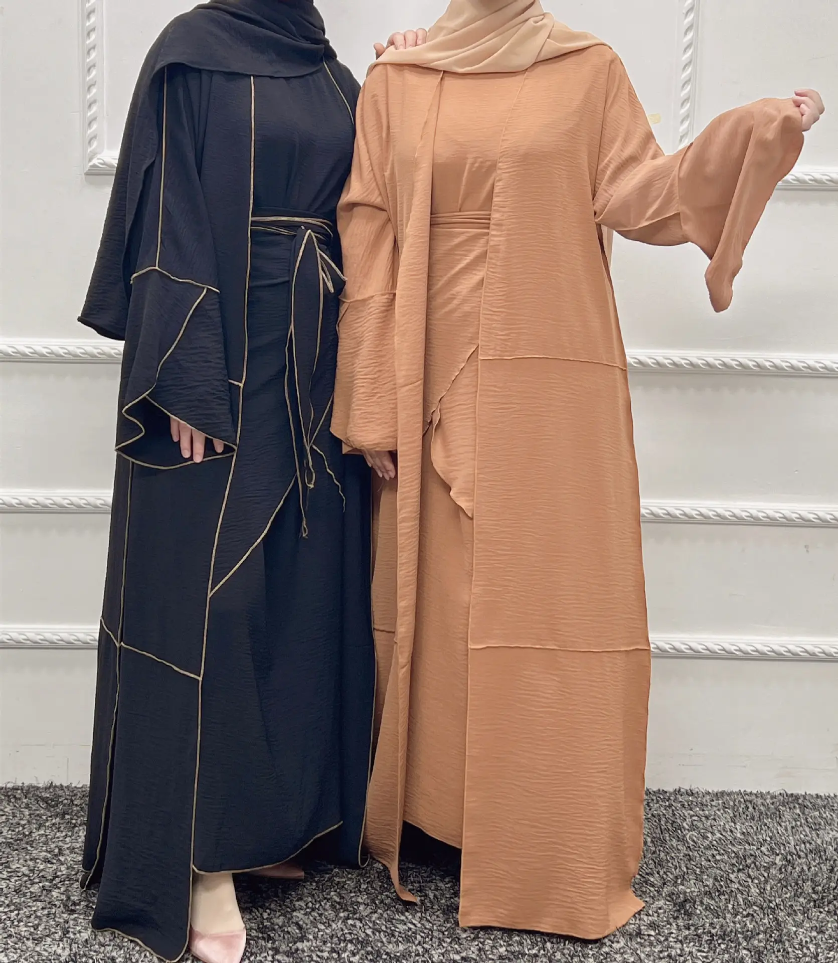 Modest wear 3 Set Muslim Dress Modesty Open Abaya With Inner Dress 3 Set Islamic Clothing Muslim Dress 3 Set