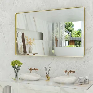 Espelho de parede banhado a ouro com moldura de metal personalizado, moldura quadrada mais vendida, amostra disponível