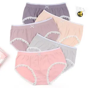 Seamless bare ammonia underwear Cotton Crtoch cheekies female Briefs lace bow flame bird Stretchy women panties