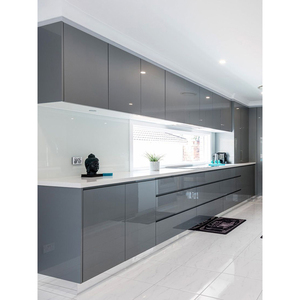<strong>Flat</strong> <strong>Pack</strong> <strong>Kitchen</strong> Cabinet Designs Black Gloss <strong>Kitchen</strong> Set Modern <strong>Kitchen</strong> Cabinet - Product Image 1