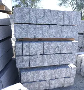 Ucuz fiyat özelleştirilmiş boyutları G341 gri granit Kerbstone tüm taraflar doğal bölünmüş bordür doğal Kerbstone Driveway için