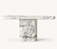 Meubles d'intérieur de design moderne, table console en pierre de travertin pour salon
