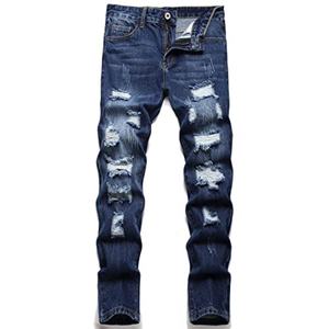 Jeans en denim doux à design personnalisé, taille haute, Lones De Hombre, jeans déchirés à rayures, jeans tendance pour hommes - Product Image 3