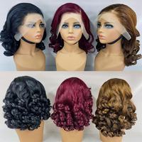 Perruque Bob Courte Afro Kinky Bouclée en Cheveux Humains Péruviens Vierges Bruts à Cuticules Alignées, Provenant d'un Donneur Unique, avec Frange, Perruque Lace Front en Cheveux Humains