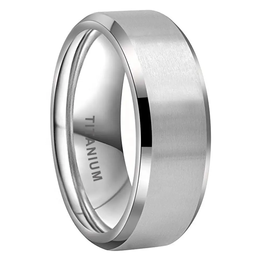 Coolstyle Jewelry Beveled Matte Finish 8mm Wholesale Titanium Ring for Men Women Fashion Engagement Wedding Band
