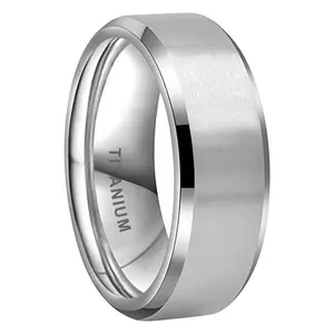 Coolstyle Jewelry Beveled Matte Finish 8mm Wholesale Titanium Ring For Men Women Fashion Engagement Wedding Band
