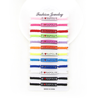 Bracelet personnalisé avec le nom du pays Honduras Mexique Sicile, bracelet en acrylique plié, bracelet en corde tressée, ensemble de bracelets, cadeau