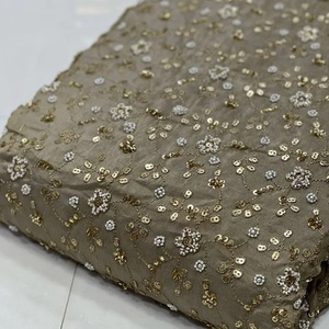 Beaded Embroidery Silk Fabric Wholesale Supplier Beaded Work Silk Fabric Manufacturer India Embroidered Silk Fabric with Beads - Product Image 4
