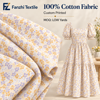 Tissu en coton imprimé numérique personnalisé motif prairie de lilas, léger 88 g/m², pour robes et chemisiers - Collection Modern Muse