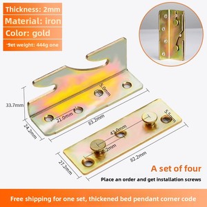 Crochet de lit en <span class=keywords><strong>bois</strong></span> massif moderne support <span class=keywords><strong>d</strong></span>'<span class=keywords><strong>angle</strong></span> connecteurs de meubles épaissis Clips de quincaillerie accessoires de fixation de lit vis de charnière - Product Image 6