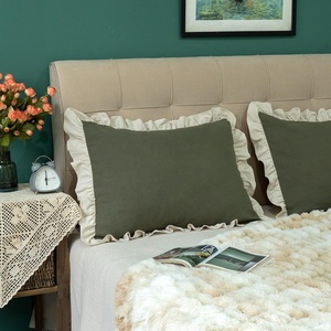 Cuscino con volant <span class=keywords><strong>in</strong></span> pizzo di lusso 20*26 "tinta unita Vintage per la casa Hotel divani cuscino Shams Champray bordo arruffato Vintage - Product Image 2