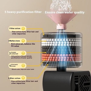 Fontaine à eau automatique en céramique pour chien, distributeur d'eau super silencieux pour animaux de compagnie avec système de filtration à cinq étapes, rechargeable - Product Image 3