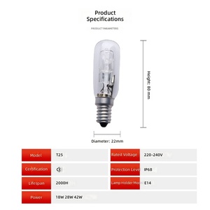 <span class=keywords><strong>Ampoule</strong></span> halogène en verre pour <span class=keywords><strong>hotte</strong></span> <span class=keywords><strong>de</strong></span> cuisine, réfrigérateur et four, gamme T25, 18W/28W/42W, exclusive transfrontalière - Product Image 3