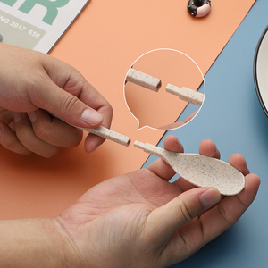 Có Thể Gập Lại Muỗng Nĩa Dao 4 Miếng Bắc Âu Rơm Lúa Mì Tái Sử Dụng Dao Kéo Xách Tay Đóng Mở Flatware Cho Dã Ngoại Du Lịch - Product Image 4