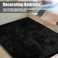 Tapis moelleux pour salon, tapis pour chambre à coucher, tapis noir doux et duveteux, tapis d'intérieur en peluche anti-peluchage pour chambre d'enfant