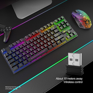 Free Wolf T87 Ensemble clavier et souris à chargement sans fil Jeu <span class=keywords><strong>Glow</strong></span> Ensemble clavier et souris sans fil - Product Image 1