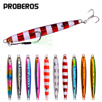 PRO BEROS Leurre de pêche artificiel dur en métal imprimé, type jig, à longue portée, lesté, nageur, simulation phosphorescente