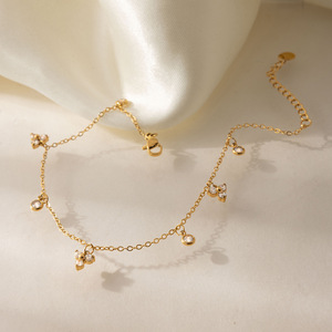<span class=keywords><strong>Tobillera</strong></span> de Acero Inoxidable con Cadena de Oro 18K, Joyería de Playa Impermeable y Antideslustre, con Dije de Flor Delicada y Circones, para Mujer - Product Image 4
