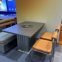 Ensemble de table de barbecue au gaz butane carré en acier inoxydable pour restaurant coréen, hôtel et restauration, écologique et durable