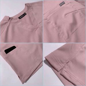 Conjunto de Uniformes Médicos Unisex de Manga Corta con Cuello en V y Bolsillos, Pantalones de Enfermería, Uniformes de Hospital, 100% Fibra de Bambú - Product Image 4