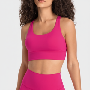 Eco Friendly Women Open <b>Back</b> Yoga Sports Bra High Support Breathable Fabric Removable <b>Pads</b> Fitness Workout Top - Product Image 1