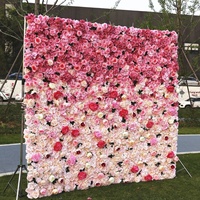 Décor mural en fleurs de soie 5D à effet dégradé, avec support en tissu, pour la décoration de mariages et l'aménagement d'événements en extérieur