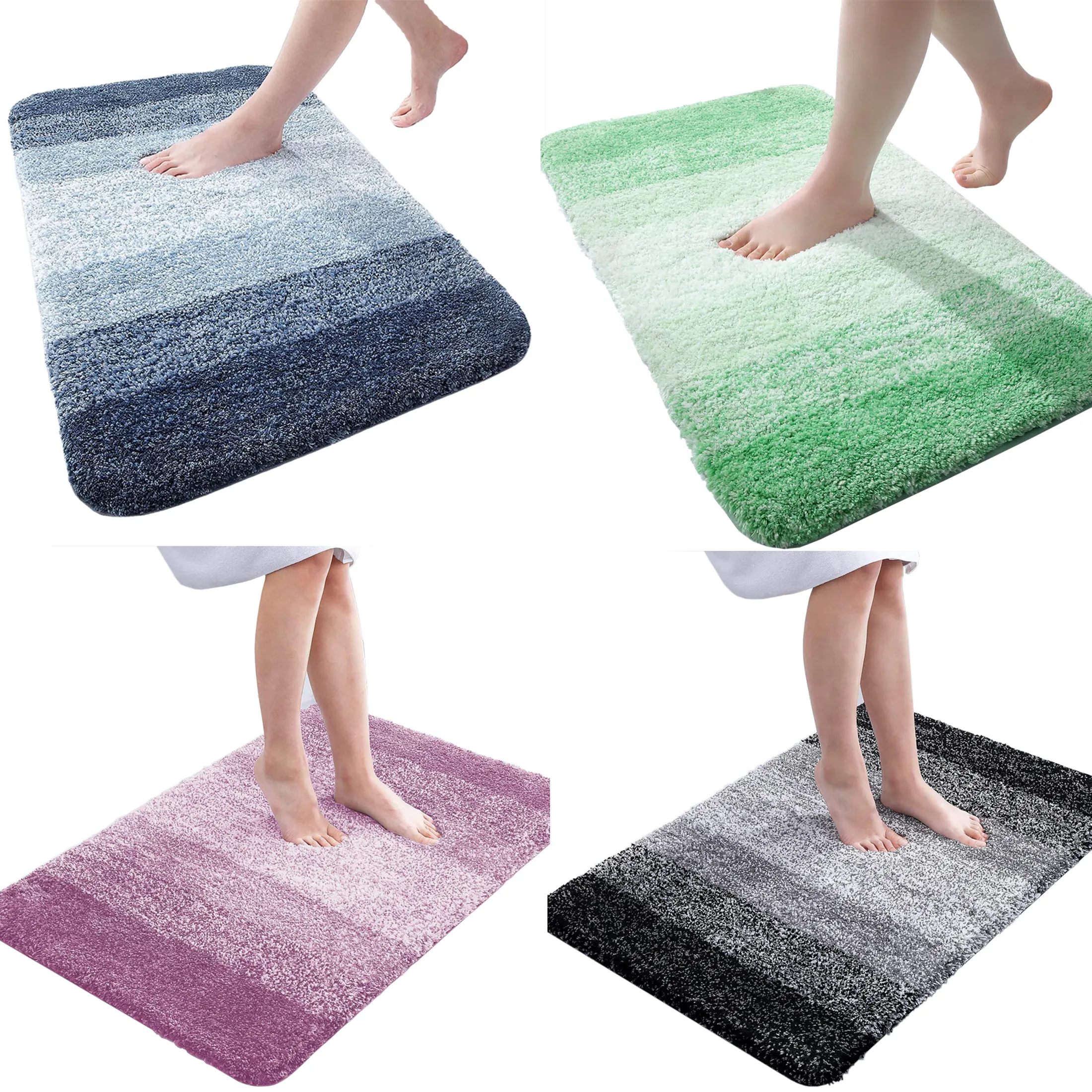 2023 Luxury Soft Absorbent bath mat Factory sale soft microfiber shaggy bath rug mat colorful Non slip TPR bottom floor mat