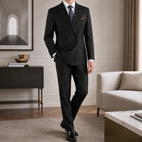 Herren Khaki Zweireiher 3-Teiliger Business-Anzug Set Knitterfreier Blazer mit Spitzrevers Weste Hose Luxuriöser Gala-Roter-Teppich-Anzug