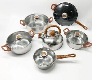 Ensemble de casseroles de luxe en acier inoxydable antiadhésif avec couvercles en verre amovibles, classique pour cuisinière à gaz, marmites à soupe pour maison moderne - Product Image 5