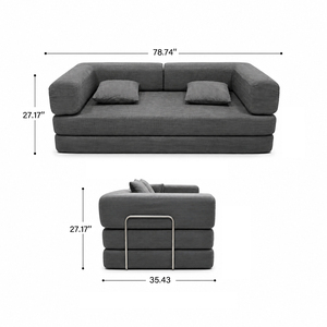 Elegante Sofá Cama Modular de Pana Verde, Sofá Plegable Comprimido con Respaldo Acolchado, Conjunto de Sofá Multifuncional - Product Image 6