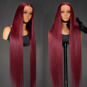 50 Inch <strong>Red</strong> Wine Burgundy Colored <strong>Wigs</strong> Exclusive Lengths 30-50 Inch Luxury Human Hair <strong>Wigs</strong> 13*6 HD Lace Front <strong>Wigs</strong> - Product Image 1