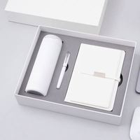 Coffret Cadeau Luxe : Carnet en Cuir PU Blanc Personnalisé, Thermos, Stylo et Bouteille d'Eau – Idéal pour les Affaires