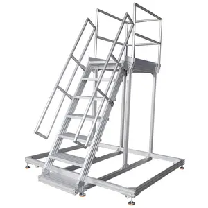 U-Ontwerp Configureerbare 3 Stap 56 Graden Helling Rolling Ladder Met 24 "Breed Grip Strut Loopvlak