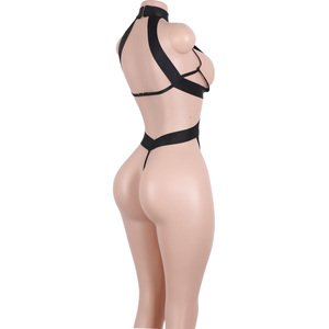 Combinaison en cuir verni brillant pour danse <span class=keywords><strong>exotique</strong></span>, avec lingerie string à bretelles et nœud papillon, pour spectacle de danse <span class=keywords><strong>exotique</strong></span> - Product Image 4