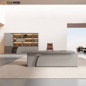 Modern Wooden Office Desk L-shape Furniture Luxury Executive Office Works Manage Table Desk Corner CEO Office Desks