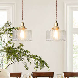 Lustre en verre sculpté en laiton rétro japonais, style simple pour les séjours à domicile, les chambres, les couloirs, les balcons, les bars - Product Image 5