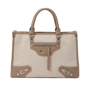 Bolso de Mujer Casual a la Moda, Estilo Retro, Bolso de Mano de Gran Capacidad, Bolso Bandolera de Lona con Cremallera - Product Image 5