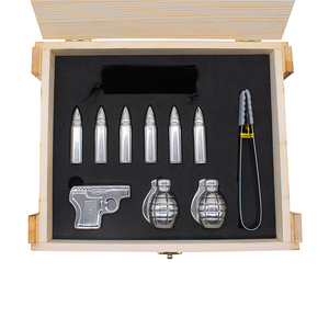 Set de Regalo en Caja de Madera, Piedras Enfriadoras de Whisky con Forma de <span class=keywords><strong>Granada</strong></span> y Bala, Cubitos de Hielo de Acero Inoxidable, Piedras para Vino - Product Image 3