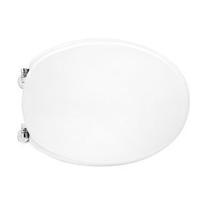 Asiento de inodoro para Simas Gatteo Forma 1, blanco, redondo, de plástico, minimalista, con bisagras pasantes - Product Image 1