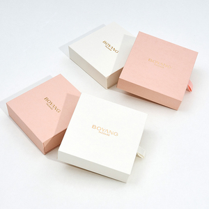 Boyang Custom Paper Drawer Jewelry Necklace <strong>Earing</strong> Packaging <strong>Boxes</strong> with Pouch - Product Image 3
